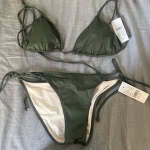 Bikini top and bottom, olive green color